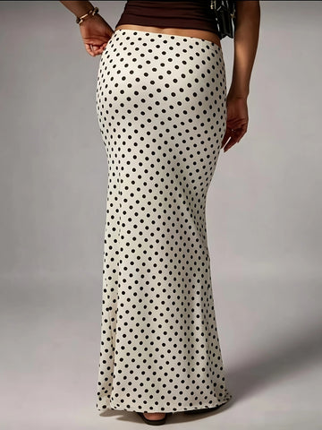 High Waisted Polka Dot Maxi Skirt