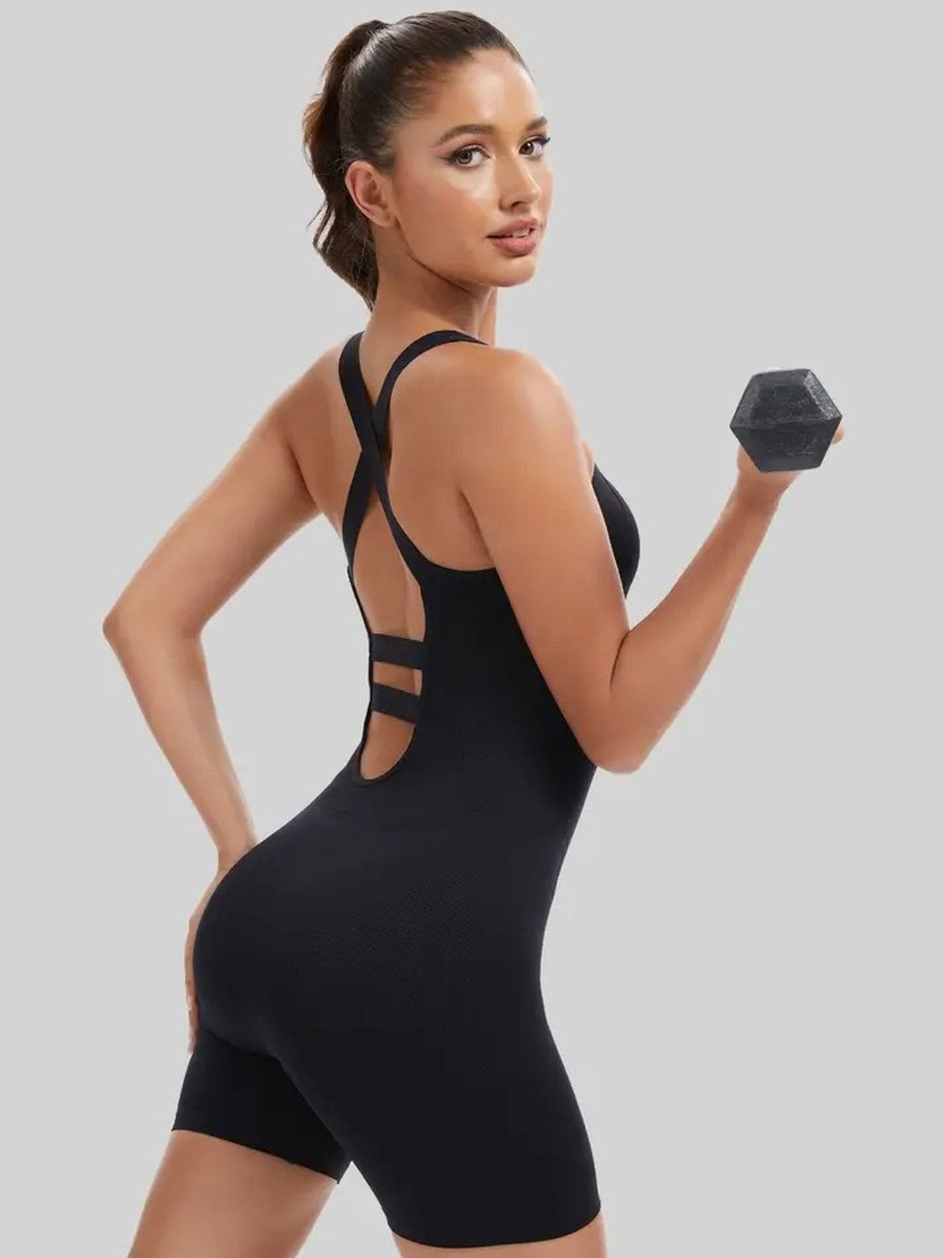 Seamless Backless Athletic Workout Romper