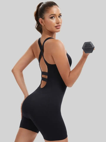 Seamless Backless Athletic Workout Romper