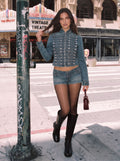 Vintage Military Inspired Denim Jacket