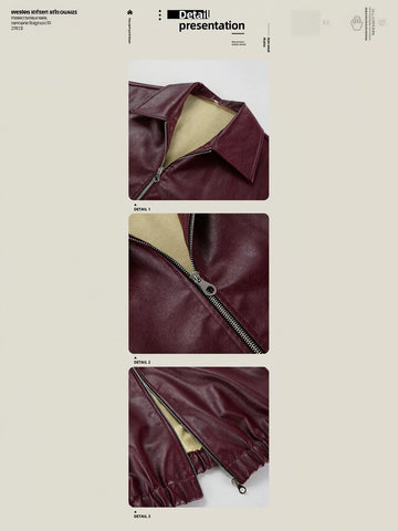 Oversized Burgundy Faux Leather Jacket