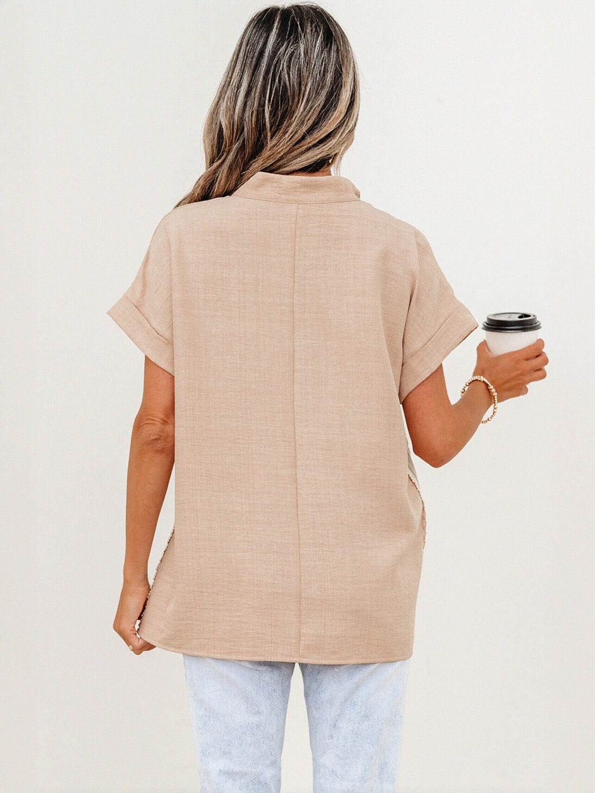 Boho Lace Trim Chiffon Blouse