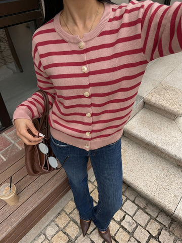 Cozy Striped Button Down Cardigan
