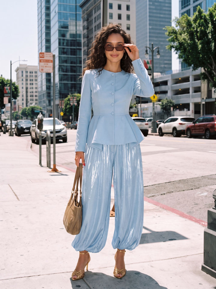 Silky Satin Elastic Hem Pants