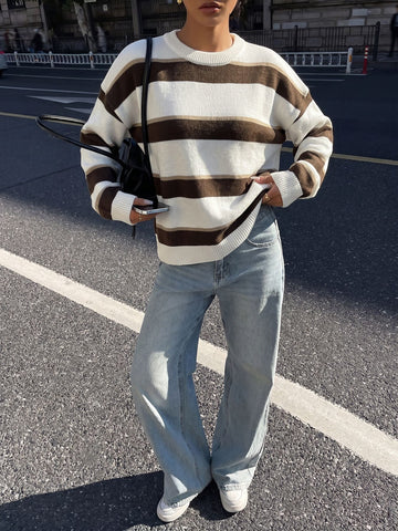 Cozy Striped Crewneck Knit Sweater
