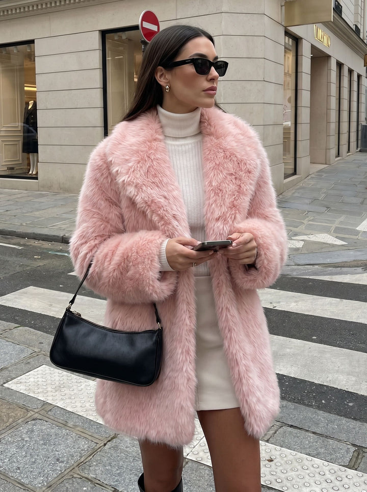 Luxury Plush Pink Faux Fur Coat