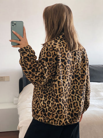 Leopard Print Zip Up Jacket