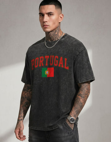 Vintage Portugal Mesh Sleeve Graphic T-Shirt
