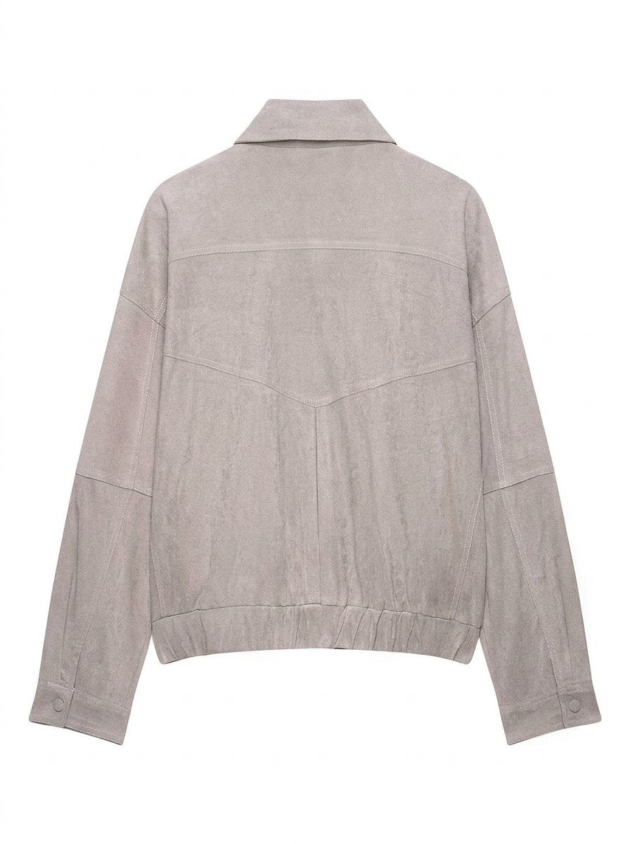 Oversized Suede Zip Up Jacket