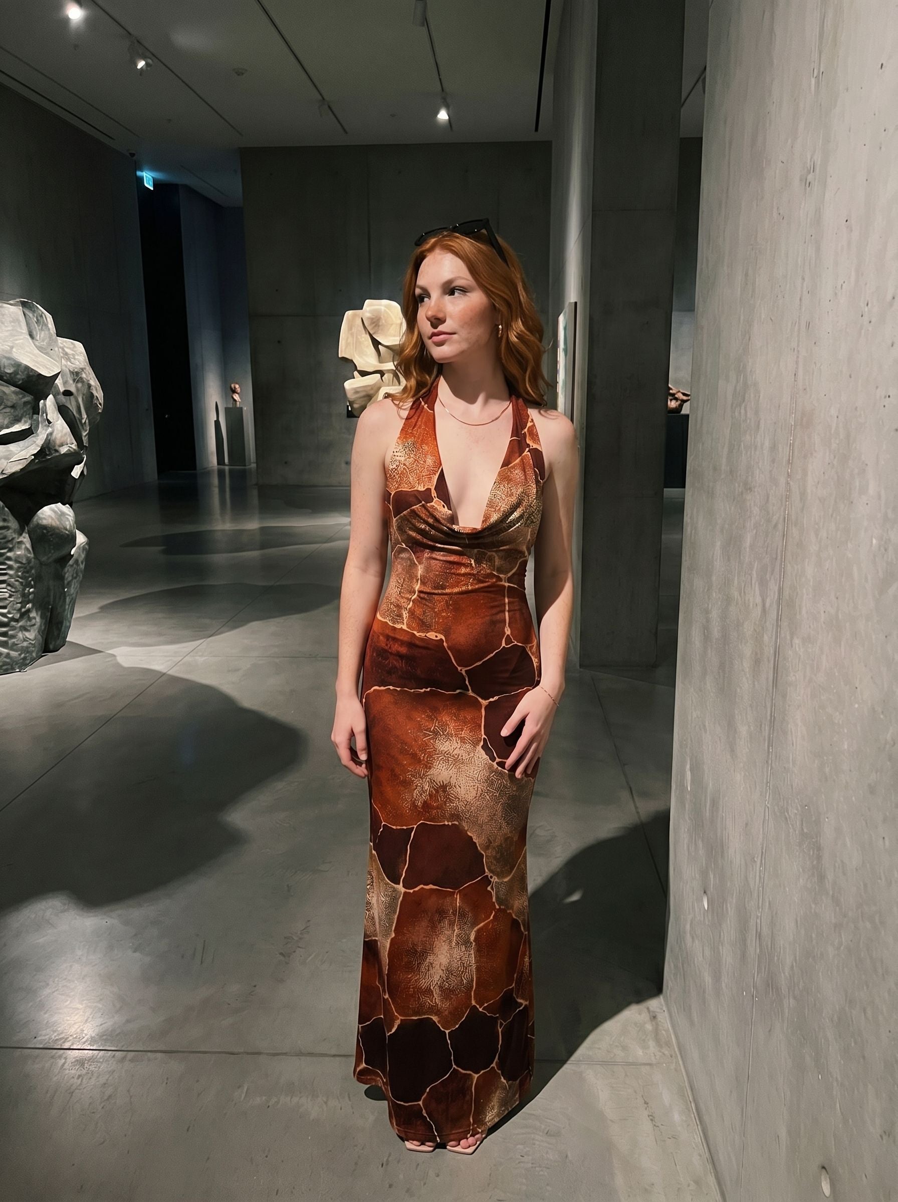 Sissi Yuan's Giraffe Print Midi Dress