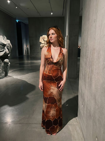 Sissi Yuan's Giraffe Print Midi Dress