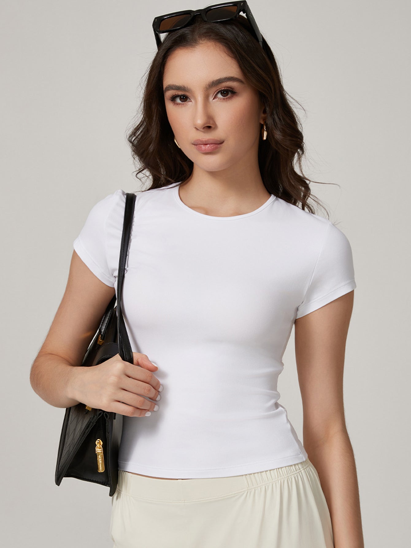 Round Neck Slim-Fit Workout T-Shirt-Multicolor