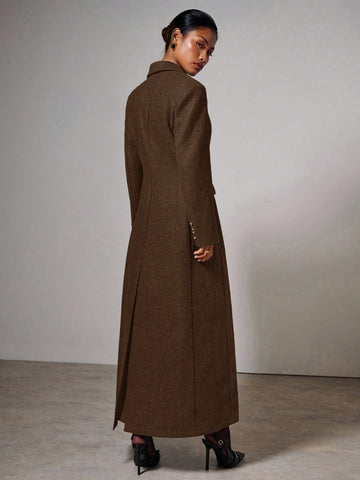 Tailored Fitted Button Long Wool Coat