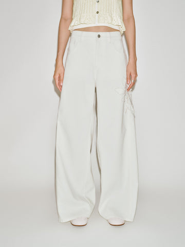 Urban Revivo Floral Embroidered Wide Leg Jeans