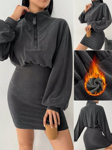 Cozy Fleece Half Zip Dress