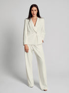 SAIA Pleated High-Waisted Elegant Pants-White
