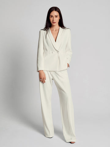 SAÏA Pleated High-Waisted Elegant Pants-White