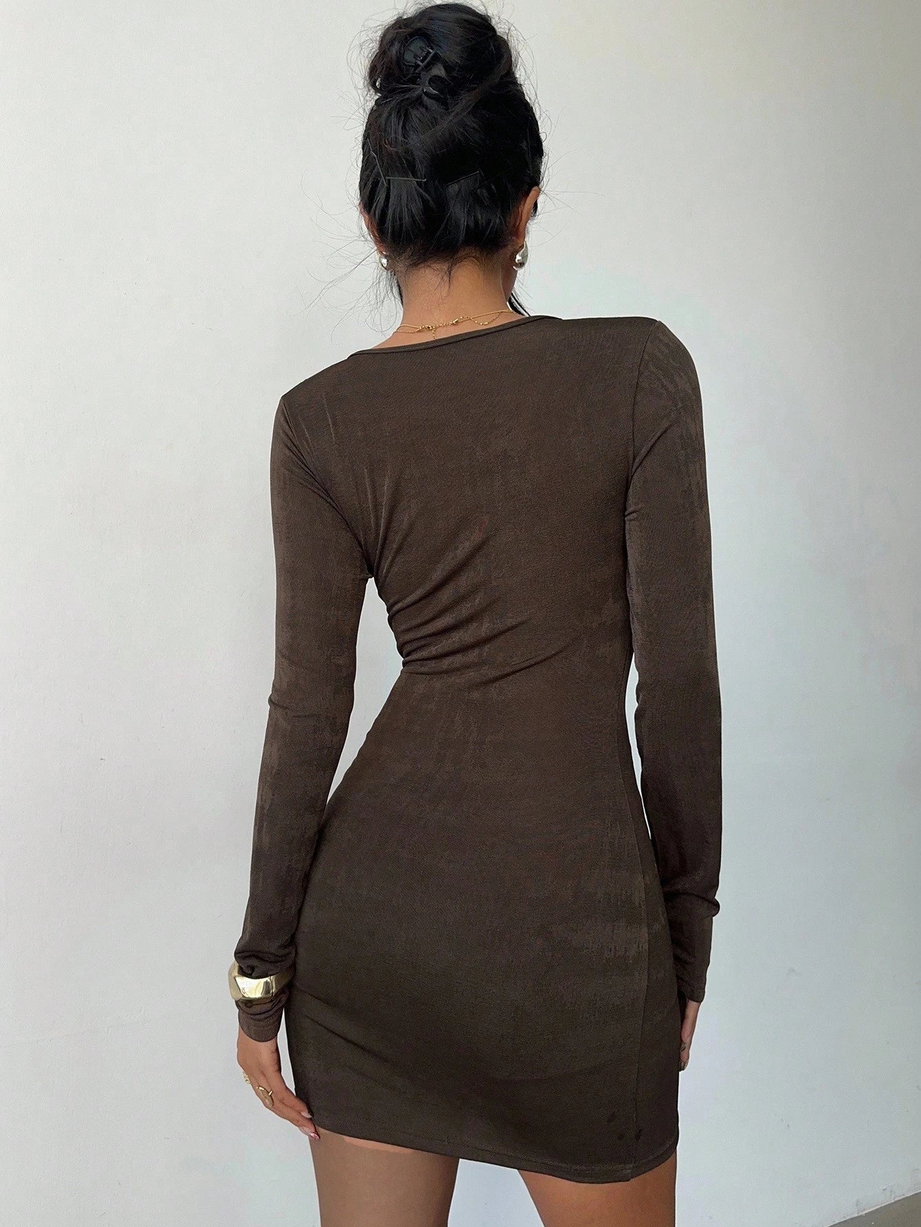 Cutout Metal Ring Bodycon Mini Dress