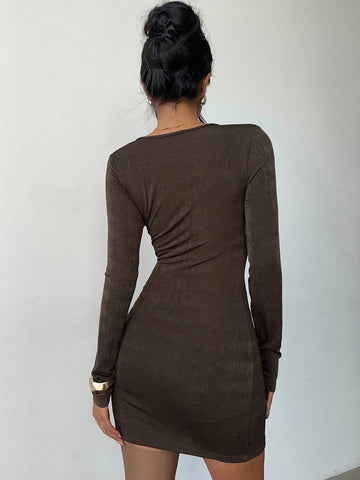 Cutout Metal Ring Bodycon Mini Dress