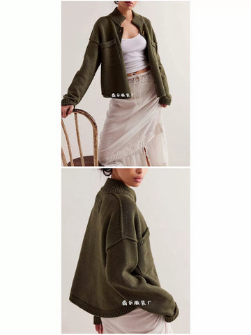 Oversized Chunky Knit Button Up Cardigan