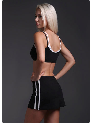 Cropped Top Stripe Trim Tennis Set