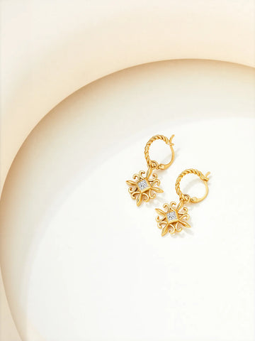 Vintage Twisted Gold Hoop Dangle Earrings