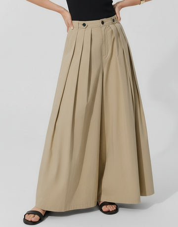 Wide Leg Pleated Trousers