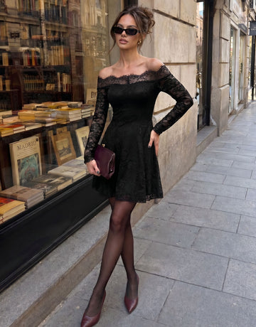 Elegant Off Shoulder Lace Mini Dress