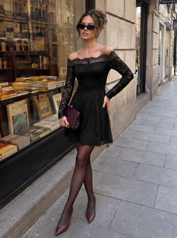 Elegant Off Shoulder Lace Mini Dress