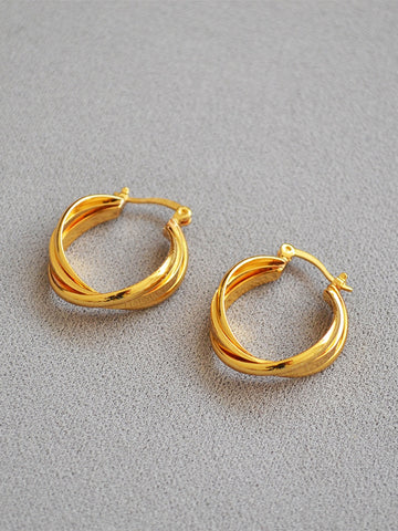 Minimalist Twisted Gold Hoop Earrings