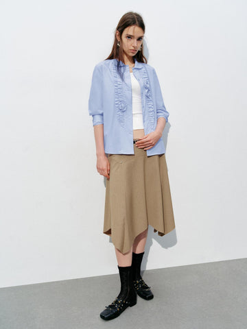 Urban Revivo Irregular Hem A-Line Skirts-Lightu00A0 Khaki Stripes