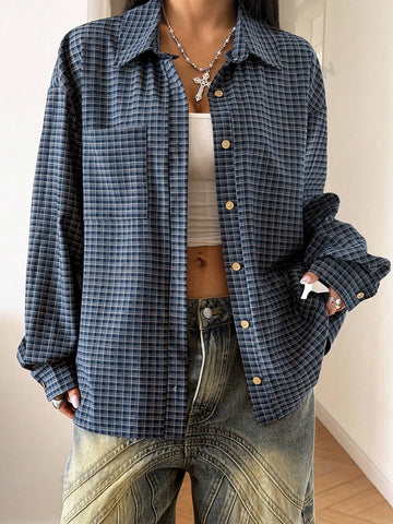 Oversized Plaid Button Down Shirt