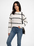 Cute Heart Pattern Ribbed Pullover Sweater