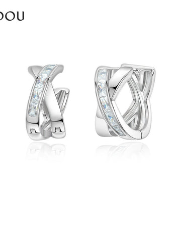 Elegant Sparkling Cross Huggie Earrings