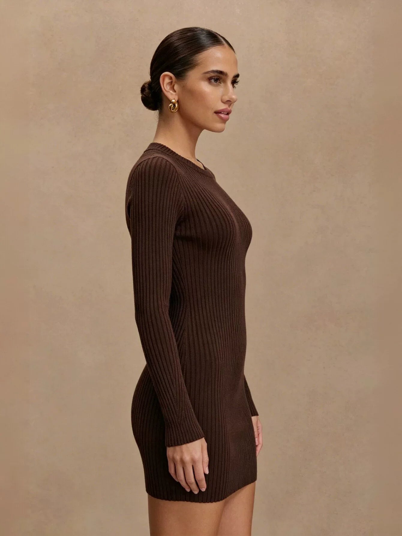 Form Fitting Ribbed Knit Dress