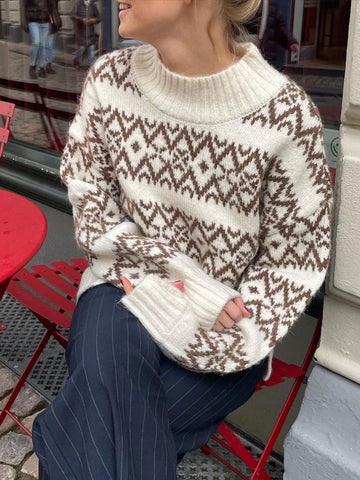 Cozy Fair Isle Pattern Pullover Sweater