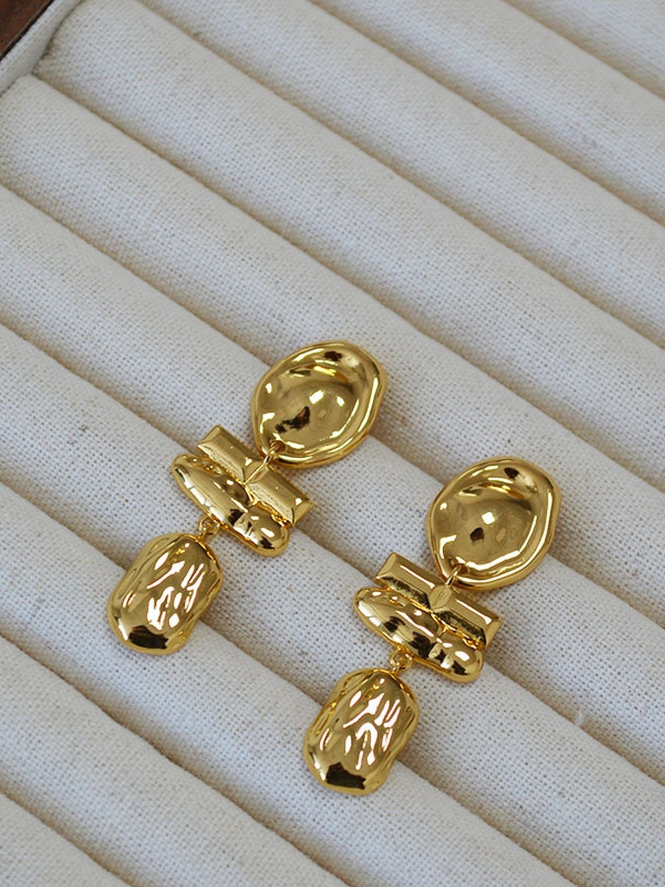 Textured Gold Statement Dangle Earrings