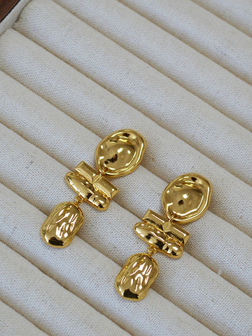 Textured Gold Statement Dangle Earrings