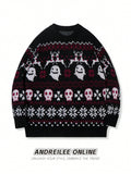 Spooky Holiday Skull & Snowflake Knit Christmas Sweater