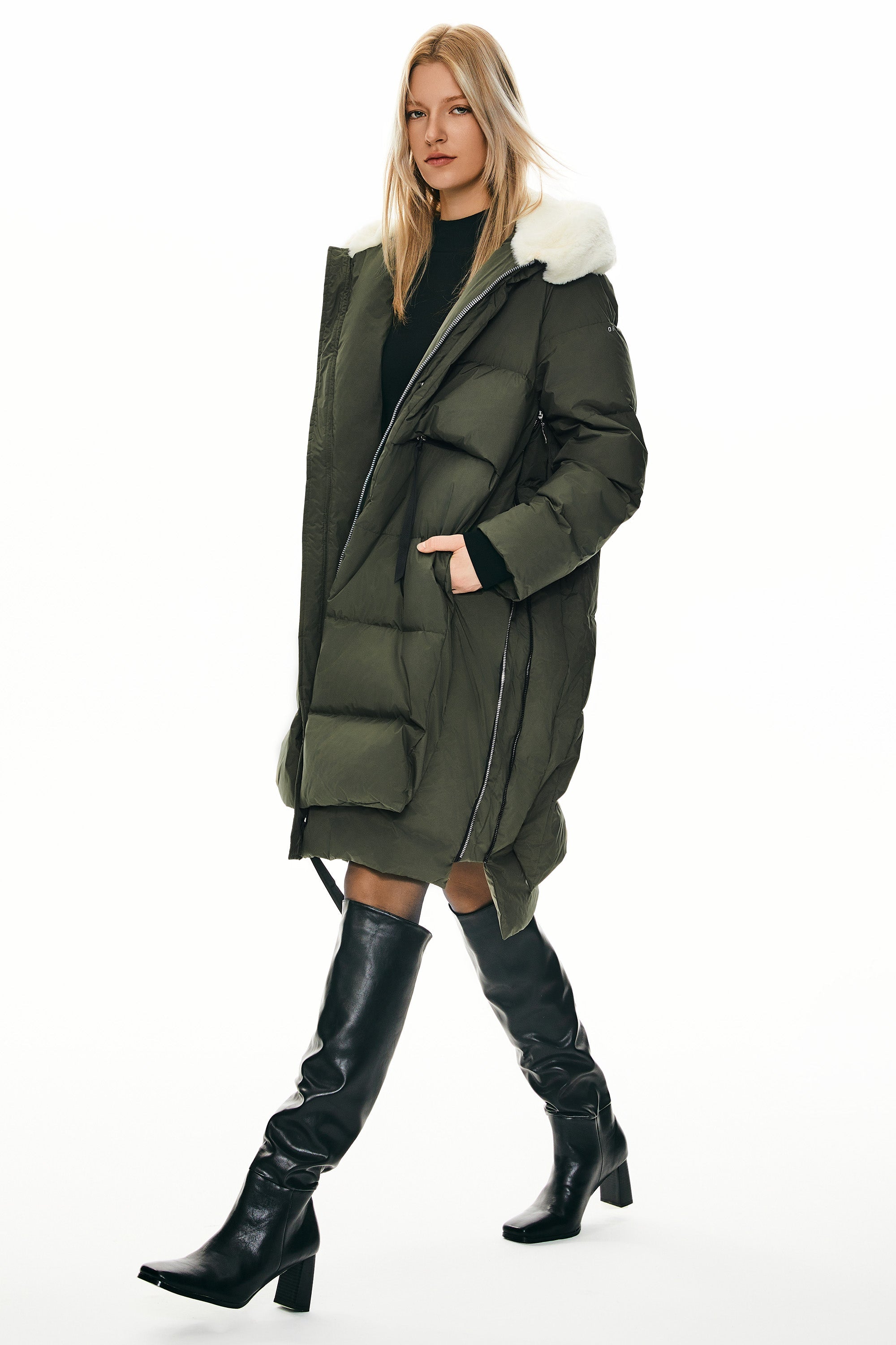 Faux Fur Hooded Puffer Coat