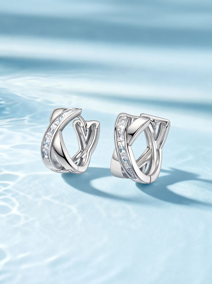 Elegant Sparkling Cross Huggie Earrings