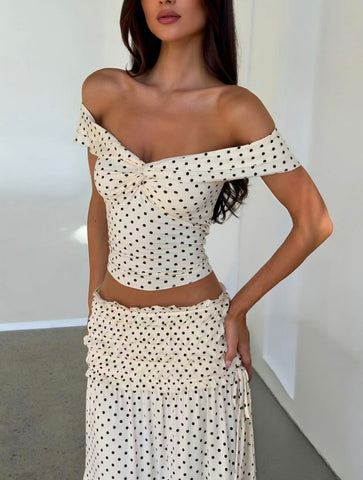 Polka Dot Off Shoulder Maxi Set