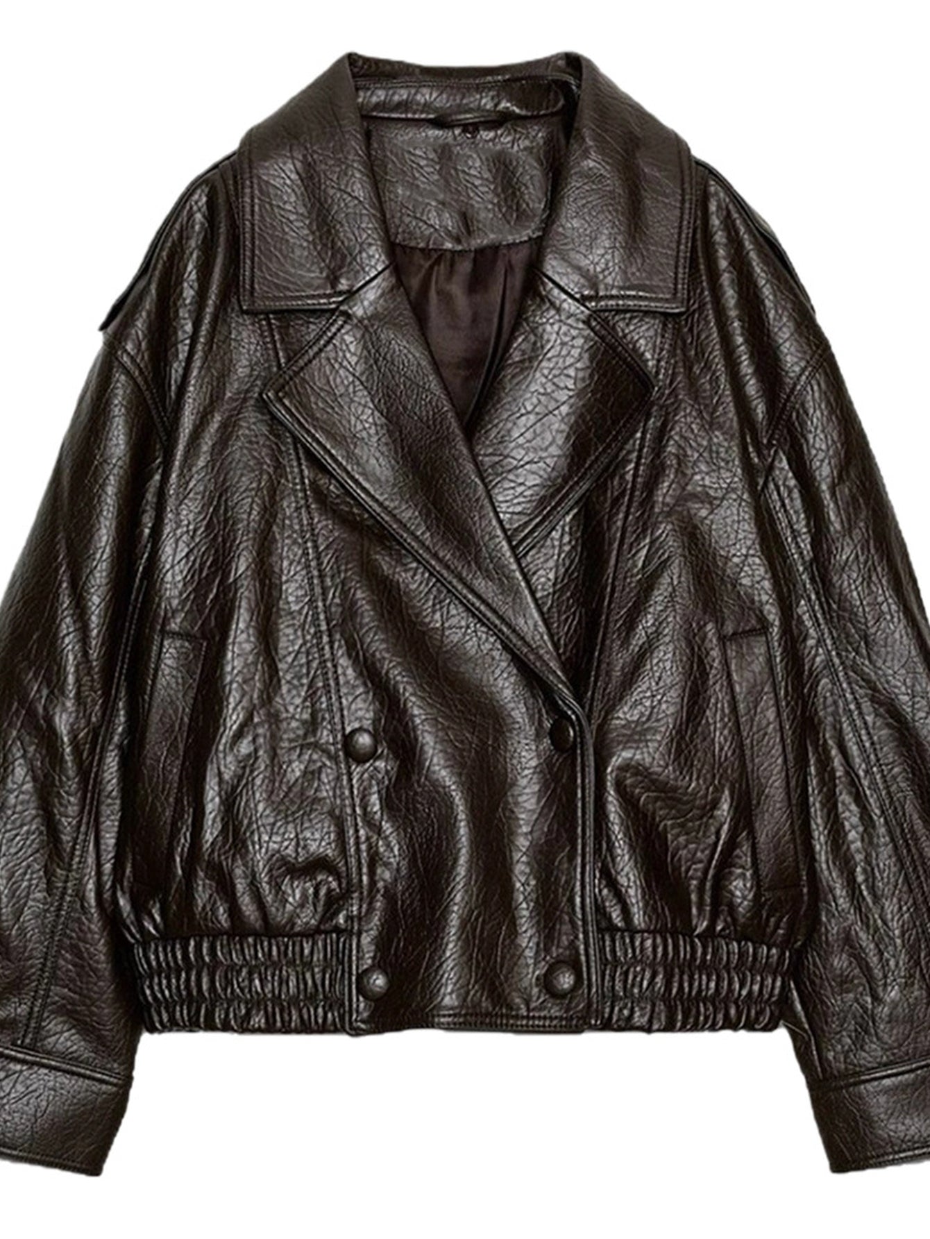 Oversized Faux Fur Collar Leather Jacket