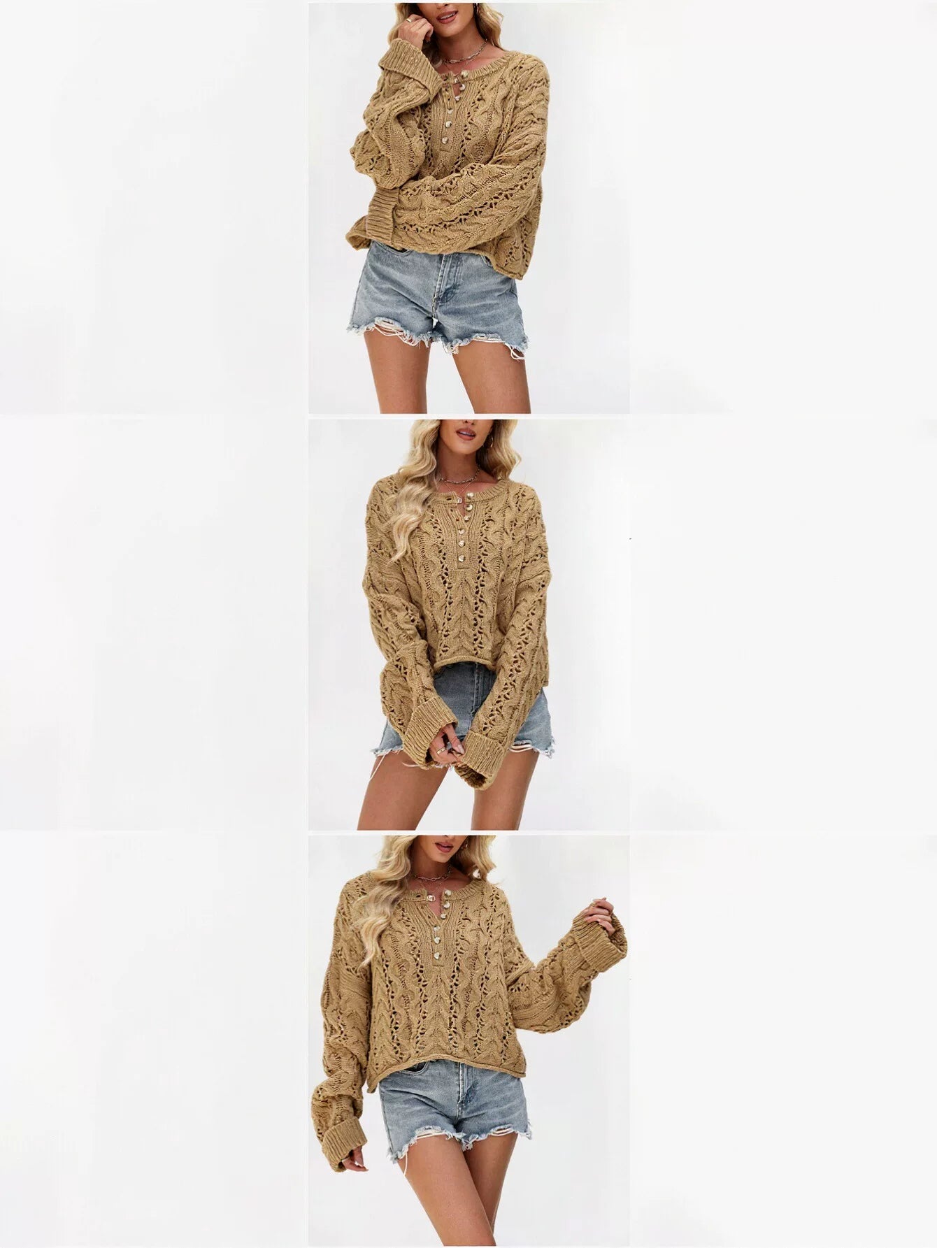 Cozy Button Cable Knit Sweater