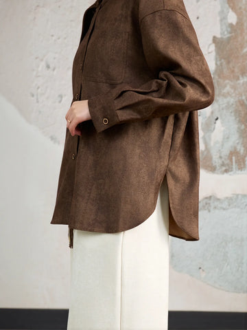 Cozy Wool Blend Button Down Shirt