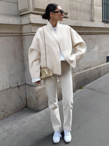 Minimalist Chic Cropped Wool Coat