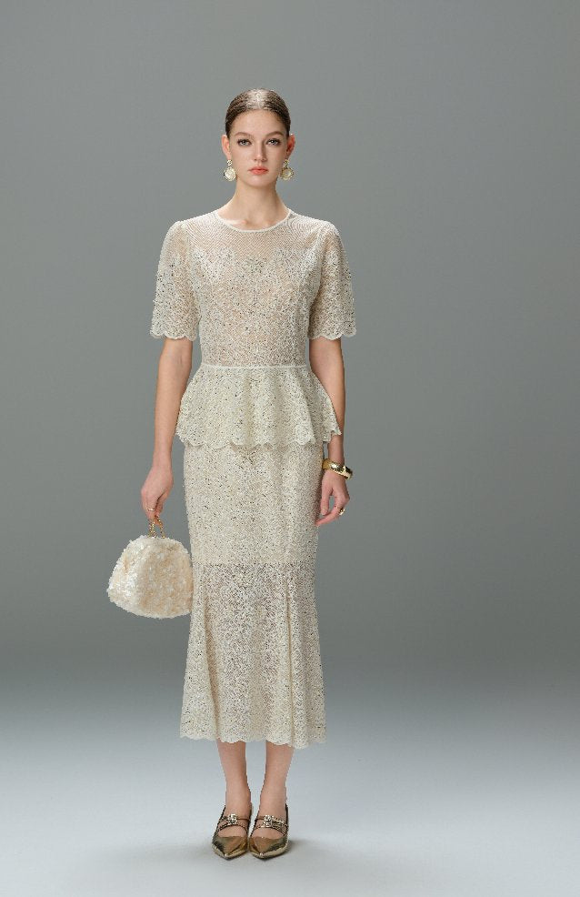 Elegant Floral Lace Mermaid Skirt