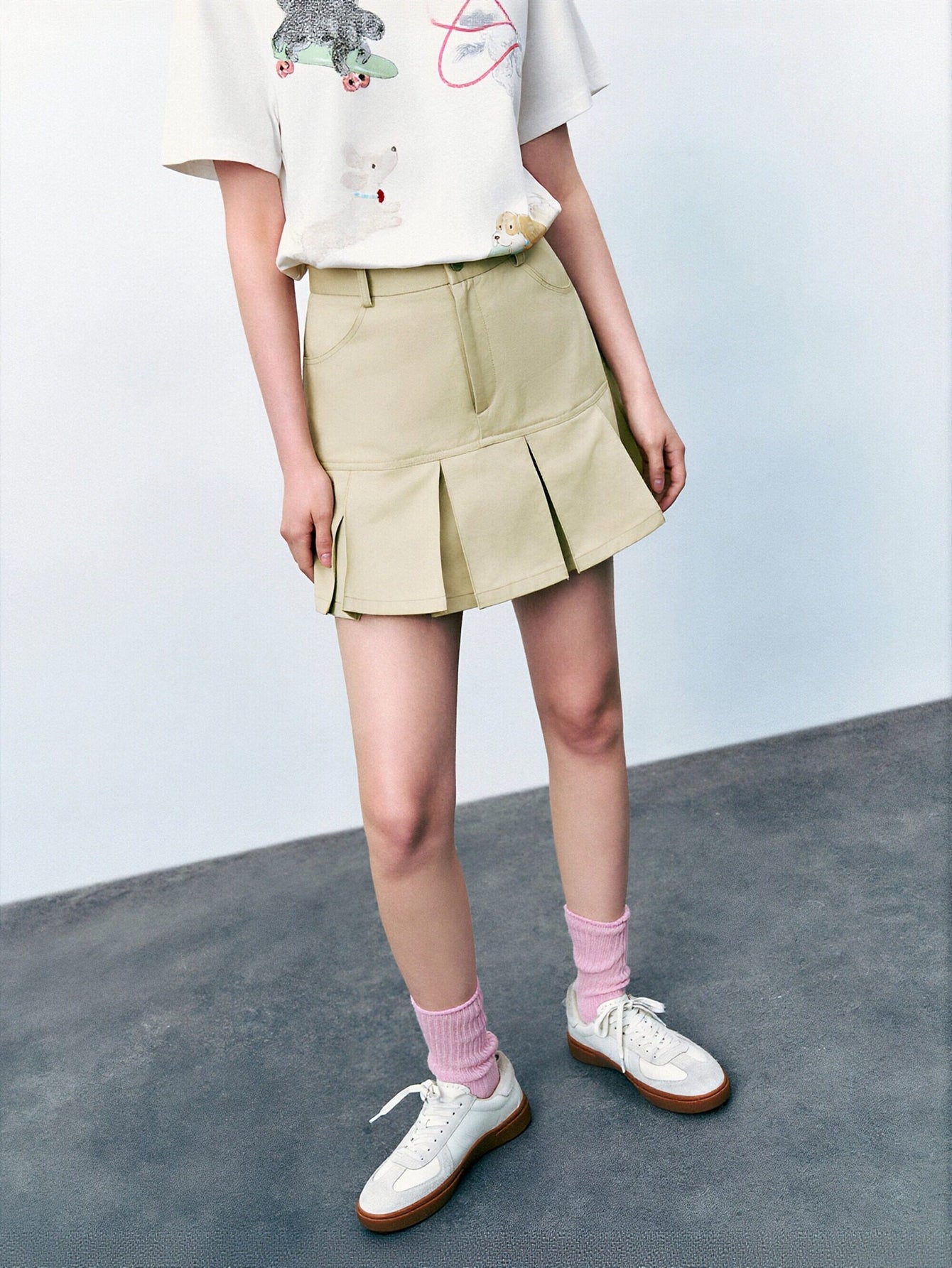 Urban Revivo A-Line Skirts-Gray Natural
