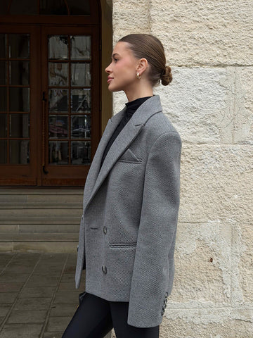 Oversized Textured Double Breasted Blazer
