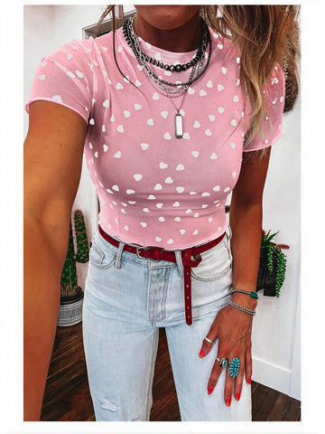 Heart Print Crop Sweet Top